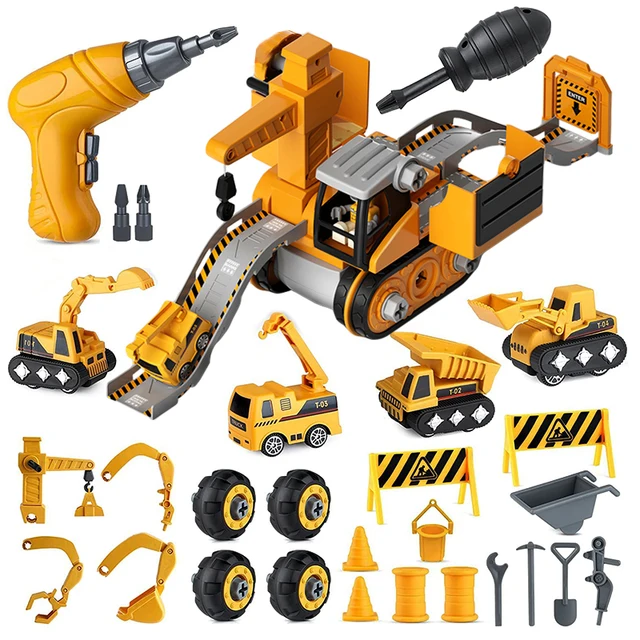 Electric Nut Disassembly Loading Unloading 4 In1Deformed Engineering Truck Excavator Children Screw Boy Creative Education Toys 1