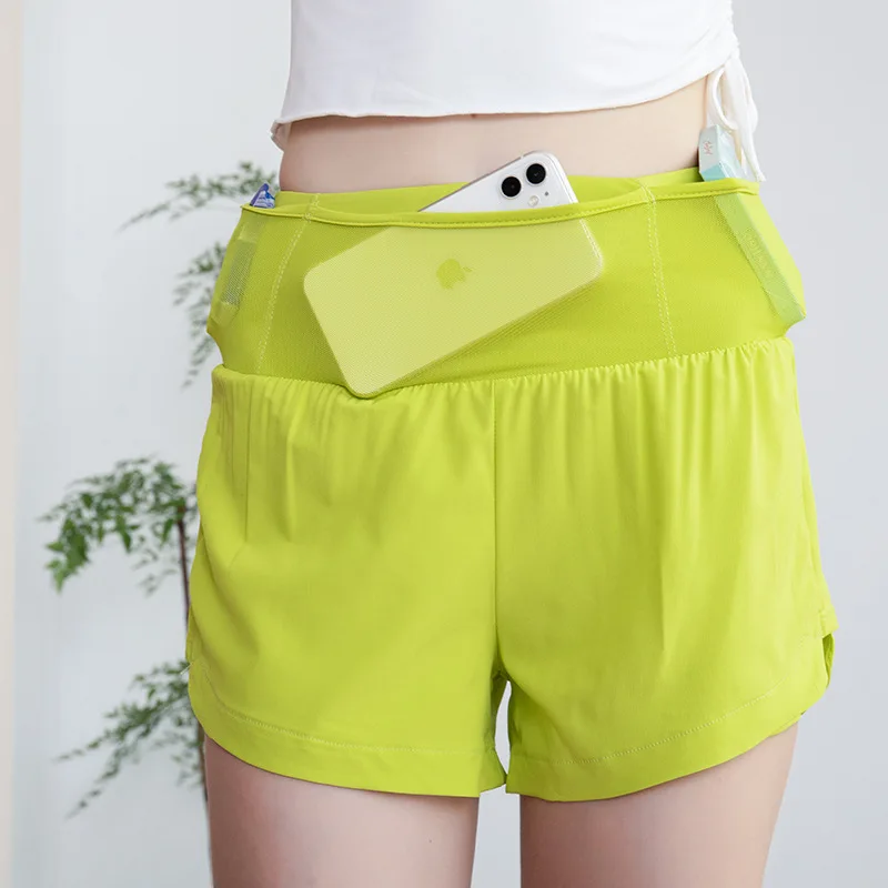 Summer Short Yoga Pants Anti Light Fake Two Piece Fitness Yoga Running Quick Dry Sports Gym Shorts for Women