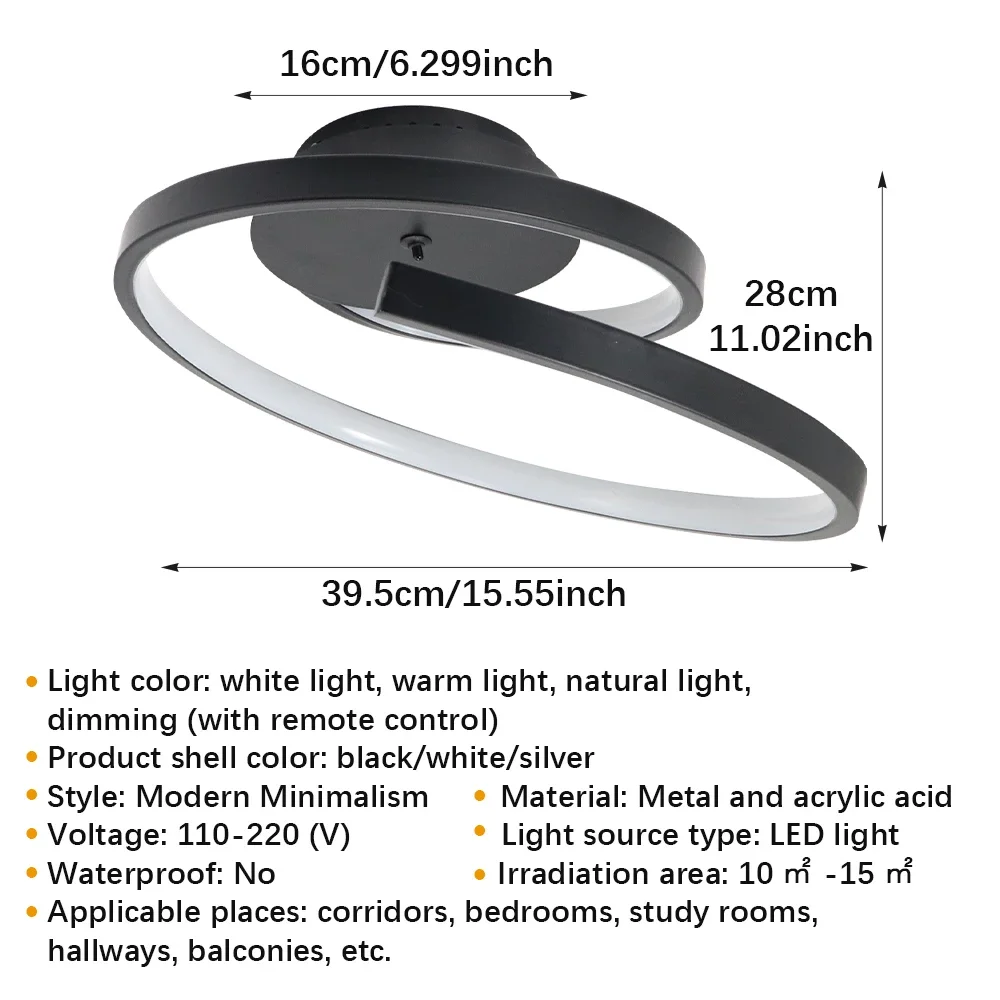 Minimalist Indoor Decor Dining Room Living Room Bedroom Modern LED Ceiling Lamp