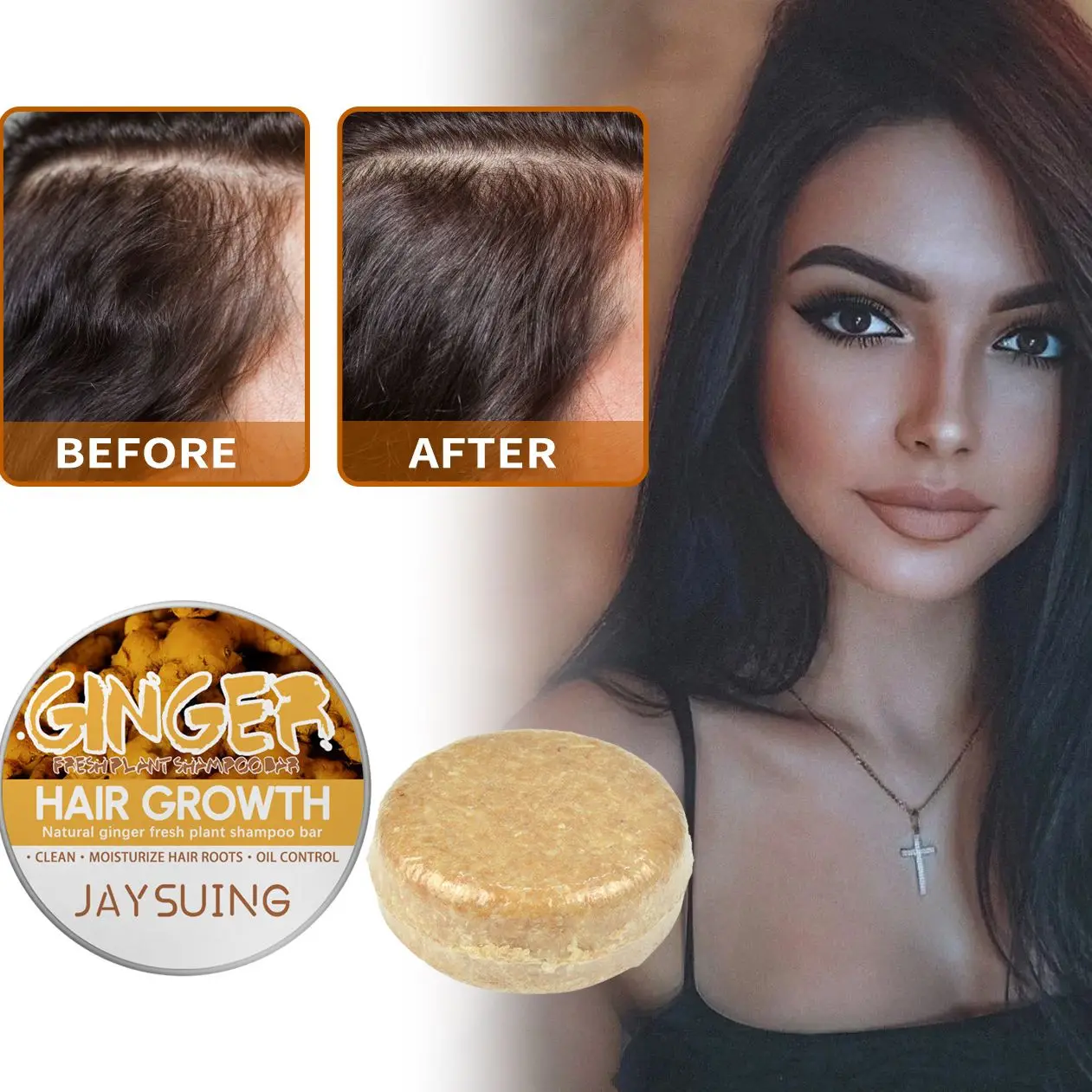 60g Ginger Shampoo Soap Hair Growth Thick Scalp Massage To Prevent