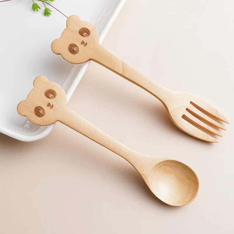

10Pcs Mini Wooden Spoons Small Kitchen Spice Condiment Spoon Sugar Tea Coffee Scoop Short Handle Kitchen Wood Kids Spoon Fork