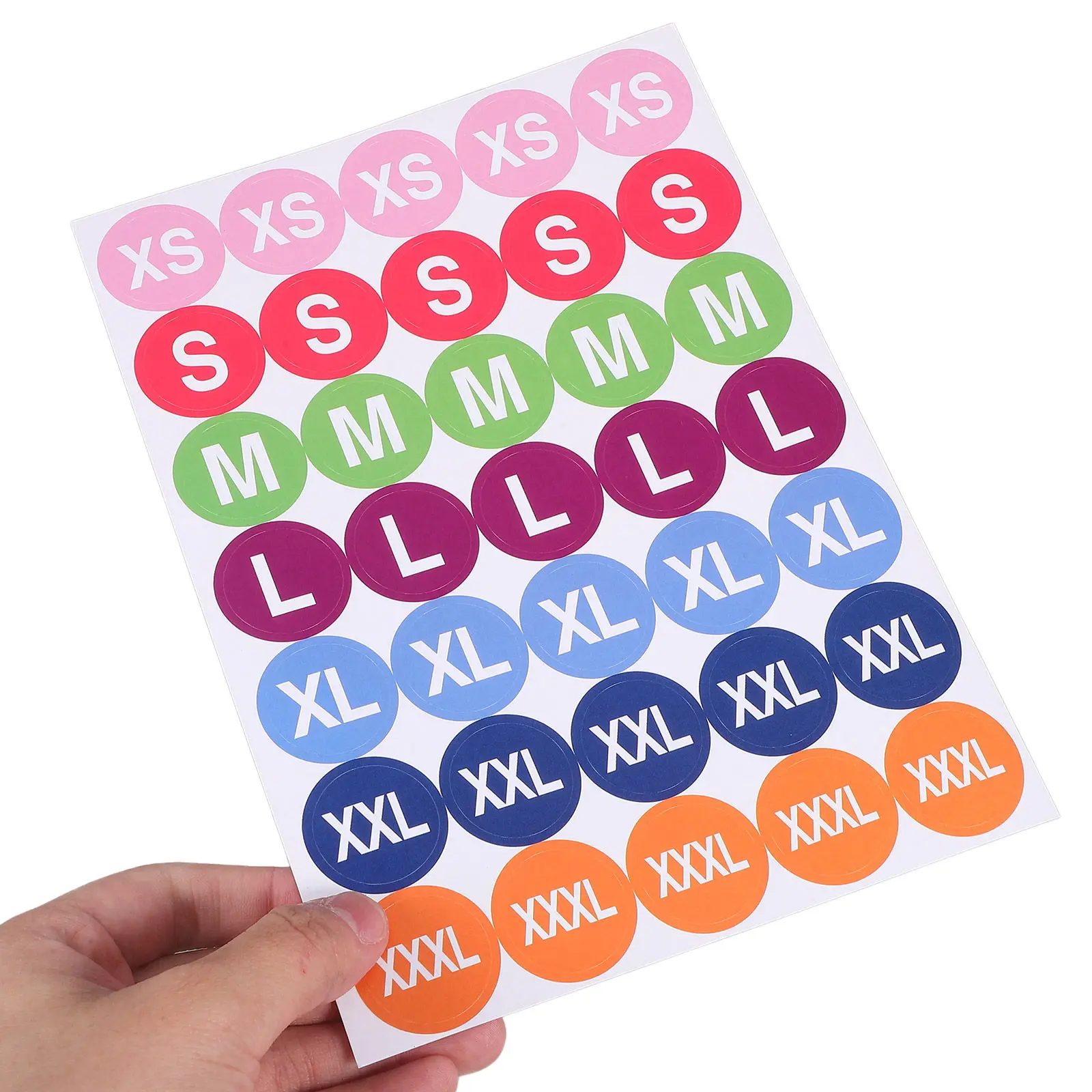 350Pcs 의류 사이즈 라벨 스티커 티셔츠 스웨터 코트 소매 조직용 원형 색상 코드 사이즈 태그