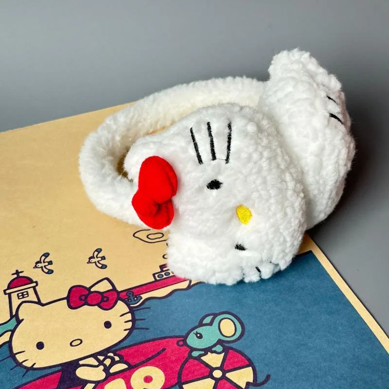 

Sanrioed аниме мультфильм Hello Kittys теплые наушники Kawaii осень и зима Холодостойкие и теплые бархатные наушники из ягненка праздничные подарки