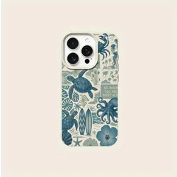 Tropical Sea Turtle Surfboard Design Phone Case - Perfect Gift Idea - iPhone 15 Plus (Ivory)