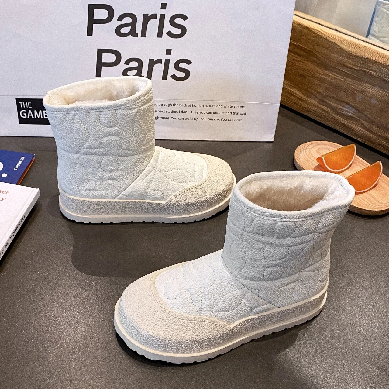 

Женские резиновые сапоги до середины икры на среднем каблуке, лидер продаж, зимняя однотонная короткая плюшевая женская обувь, сапоги без застежки из искусственной кожи с круглым носком