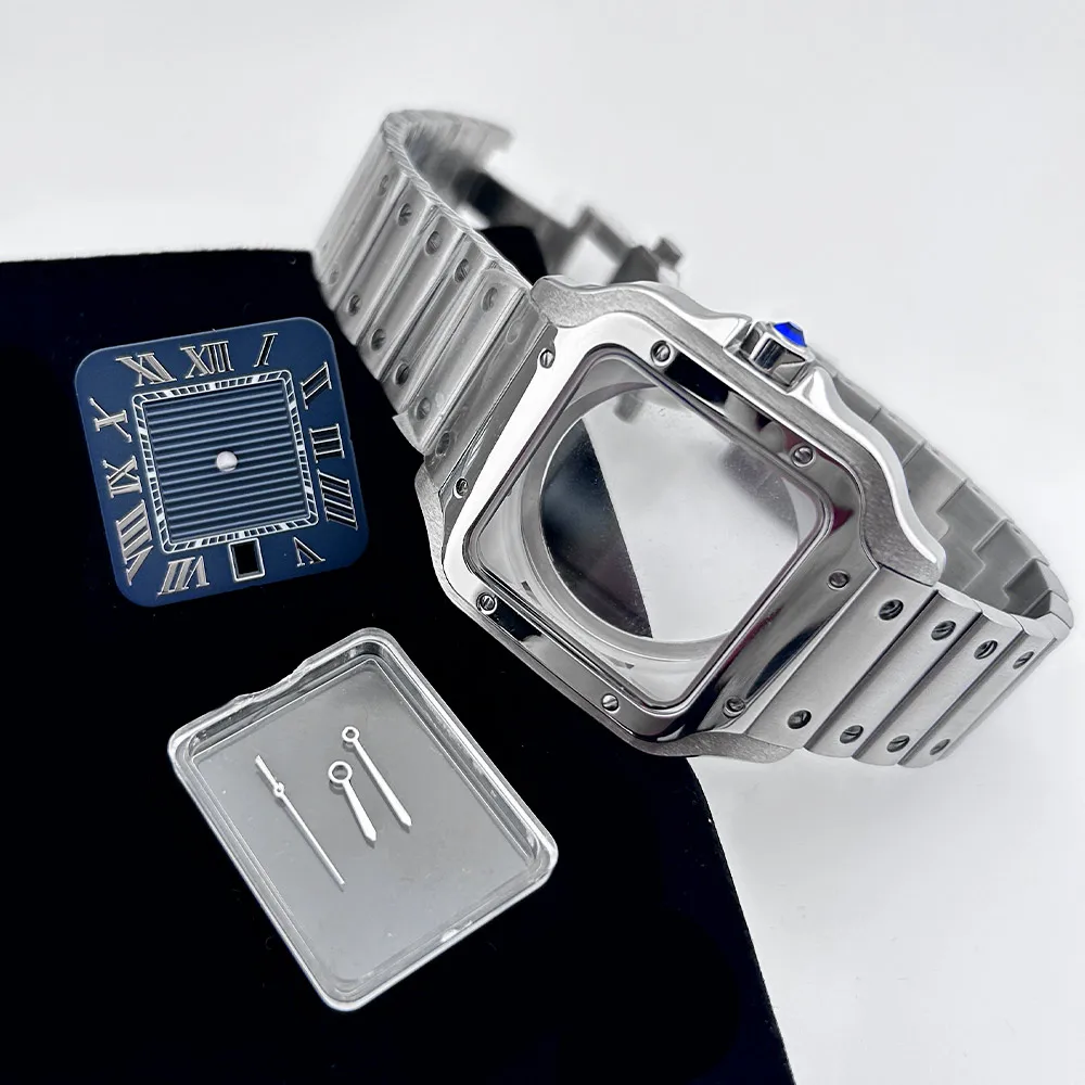 Silvery Square Watch Case with Stainless Steel Strap