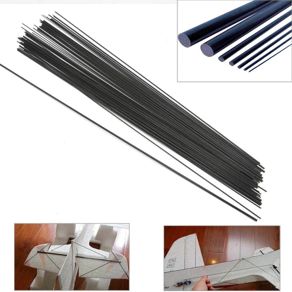 5Pcs/Lot 1000mm Solid Carbon Fiber Rod Diameter 1mm 1.5mm 2mm 3mm 4mm 5mm 6mm 7mm Carbon Rod for RC Aircraft Kite