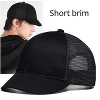 Short Brim Baseball Cap for Men Summer Cap Mesh Sun Hats for Women Solid Color Casual Cotton Summer Hats 1