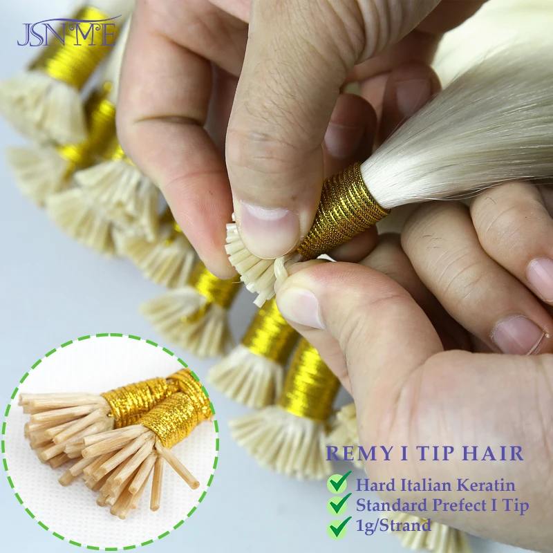JSNME I Tip Hair Extensions Natural Real Human Hair Fusion Capsule Keratin Extensions Brown Blonde 1g/Strand For Salon hair extensions