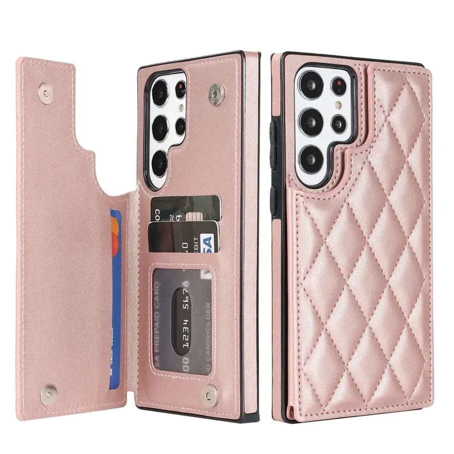 Enhanced Product Title:  
Elegant Double Button Leather Wallet Card Case - Compact and Stylish Design