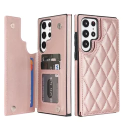 Enhanced Product Title:  
Elegant Double Button Leather Wallet Card Case - Compact and Stylish Design - Galaxy A37 (Rose gold)