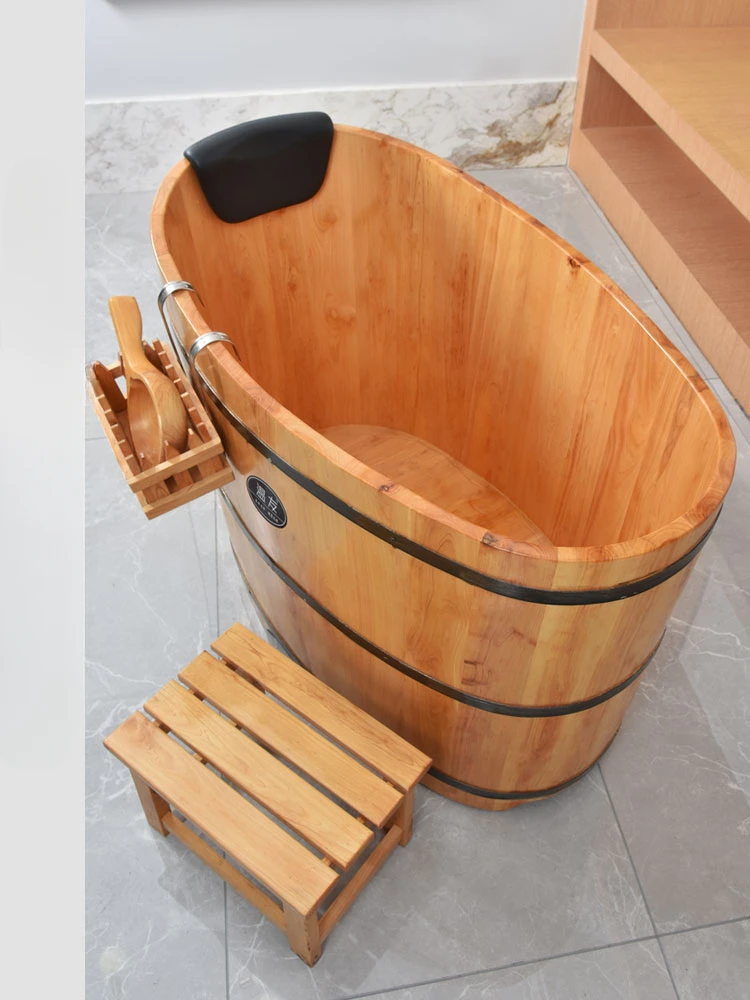 Cedar wood bubble tub household whole body adult bath tub bath sweat steam adult children's barrel bathtub