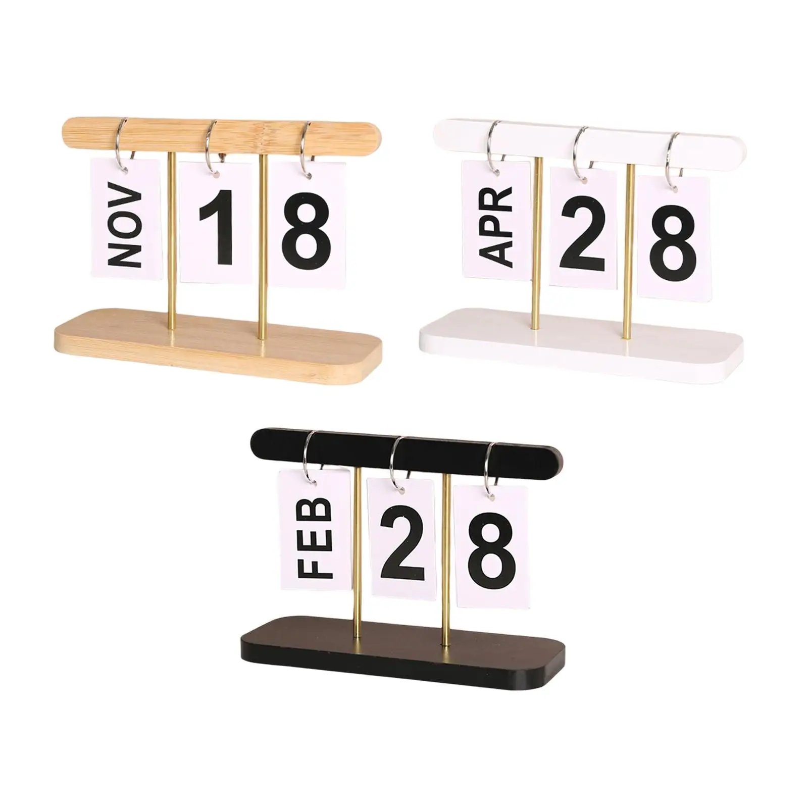 

Nordic Style Desk Calendar Wood Frame Page Turning Perpetual Calendar for Farmhouse Kitchen Home Decoration