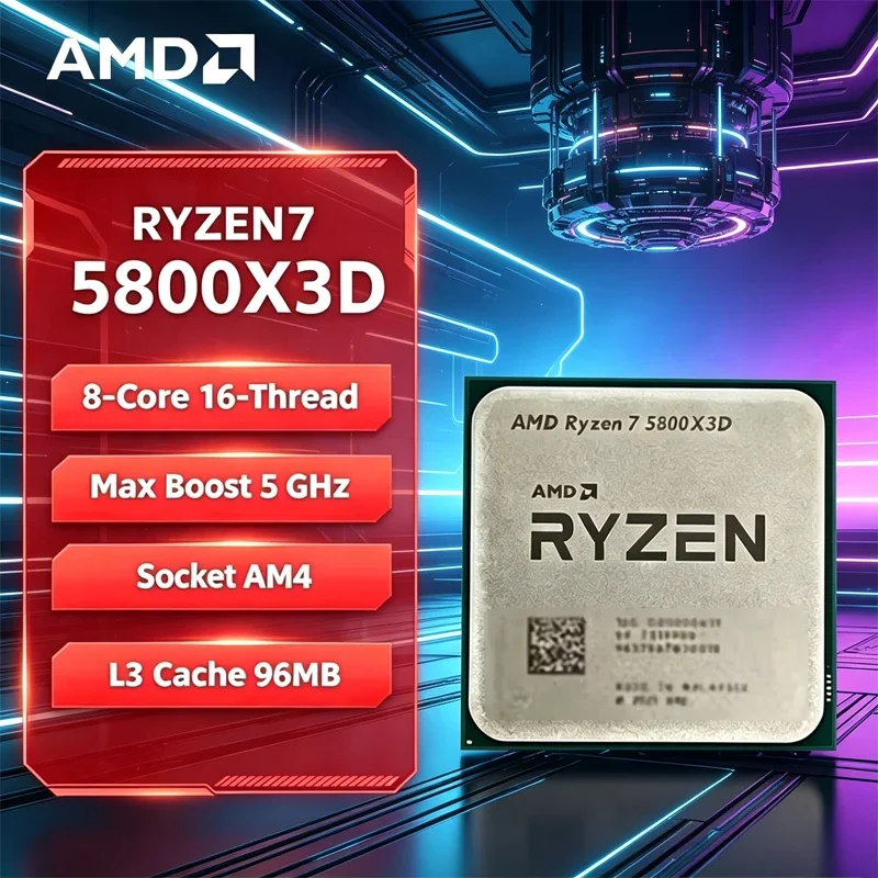 AMD R7 5800X3D 라이젠 7 게이밍 프로세서 새로운 라이젠 5000 시리즈 5GHz 8코어 16스레드 CPU 프로세서 DDR4 96MB 105W 루즈 파이