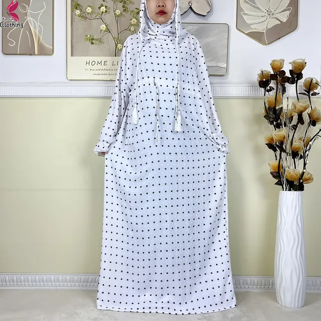 Nouveau Ramadan coton robe femmes recueillir taille Double chapeau Abaya femmes musulmanes ample Maxi caftan dubaï turquie Islam vêtements de prière