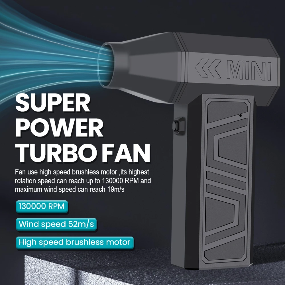 Car Snow Removal Strong Blowing 130000RPM Turbo Jet Fan Air Pump Car Pillow Inflation Portable Electric Air Duster Blower