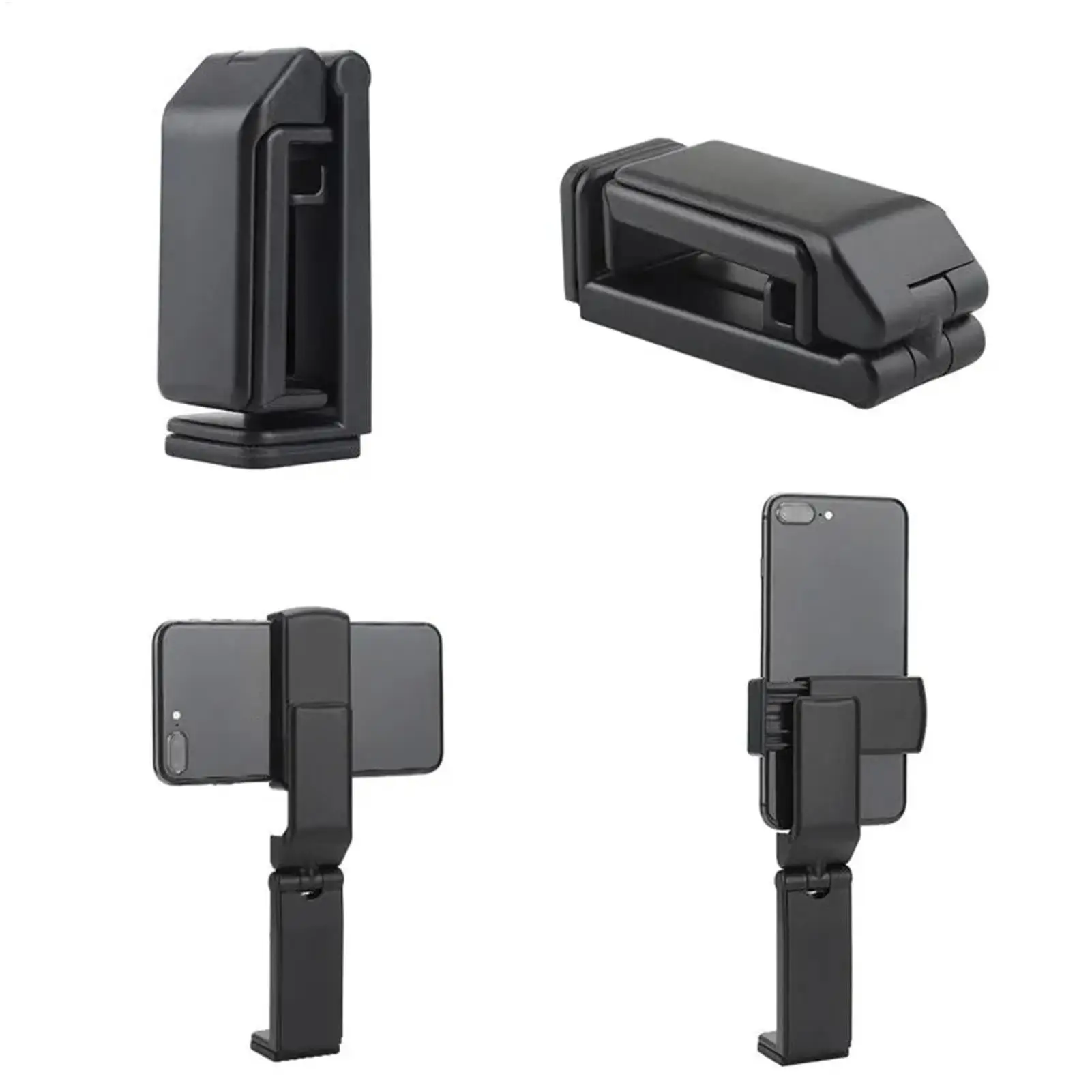 Black Travel Portable Mobile Phone Holder Foldable Phone Mount 360-Degree Desktop Cellphone Holder for Camping Workout