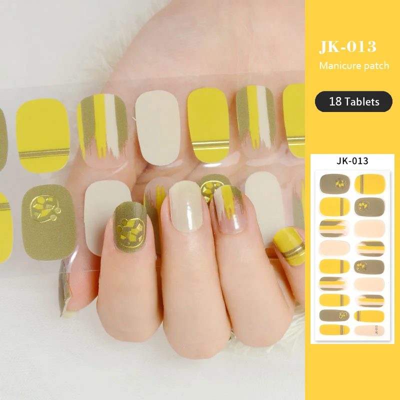 

18 Tips Semi-cured Gel Nail Stickers 3D Gilding Phototherapy Nail Polish Adhesive Stickers Full Cover Nail Decals Nails Art