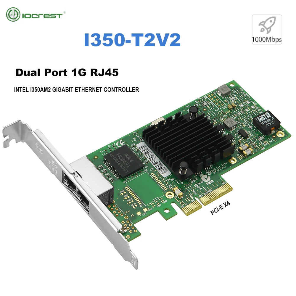 Iocrest-placa Controladora Gigabit Ethernet de Porta Dupla Intel I350-t2v2 Pci-e x4 Servidor de Portas Nic para Data Center Intel I350am2