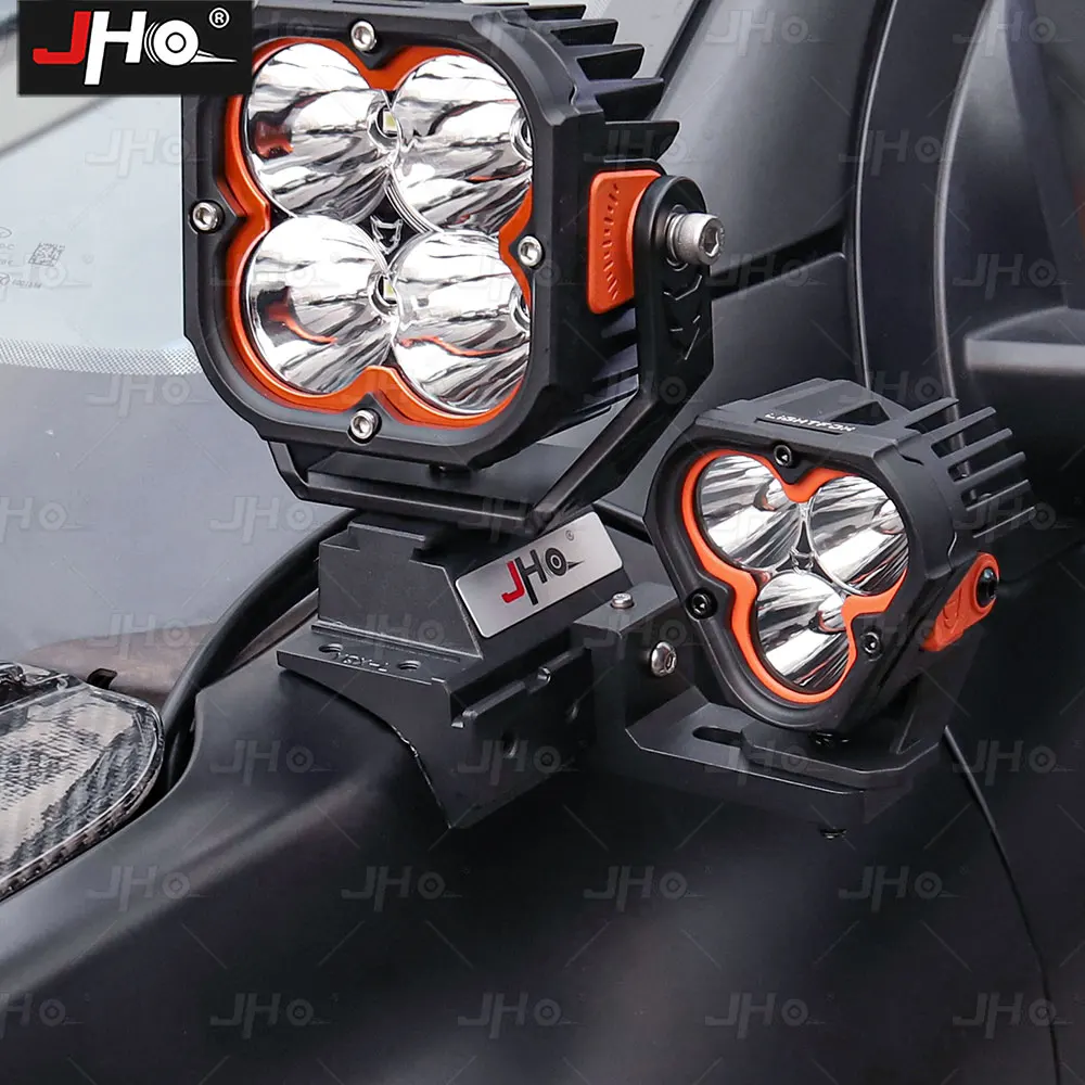 쉐보레 실버라도 ZR2 커스텀 후드 A-필러 장착 보조 작업등용 JHO 앰버/화이트 듀얼 컬러 LED 포드 라이트