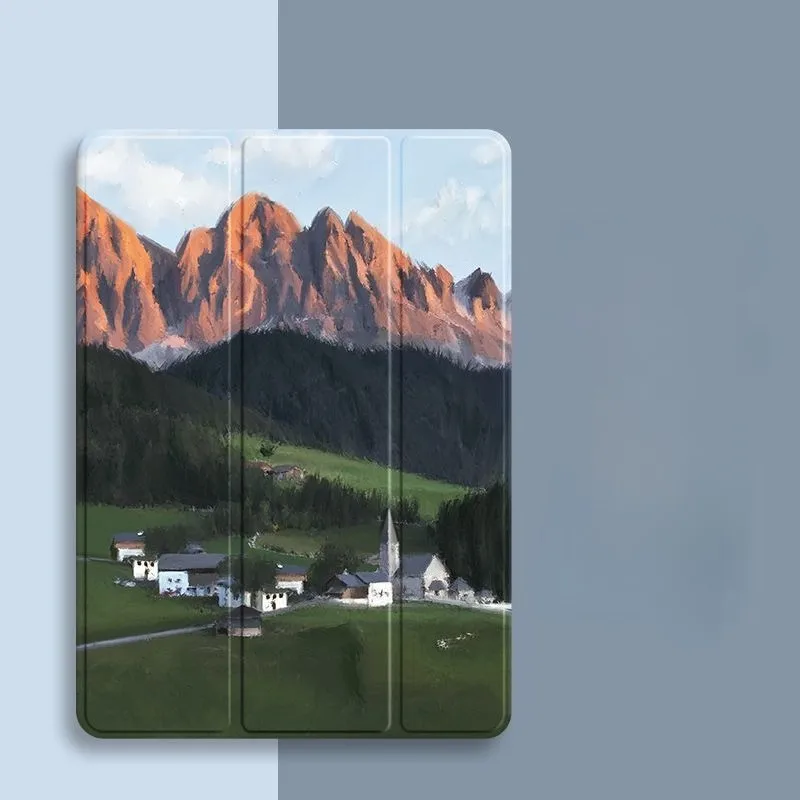 Green Cattle and Horses in the Mountains - Protective iPad Case