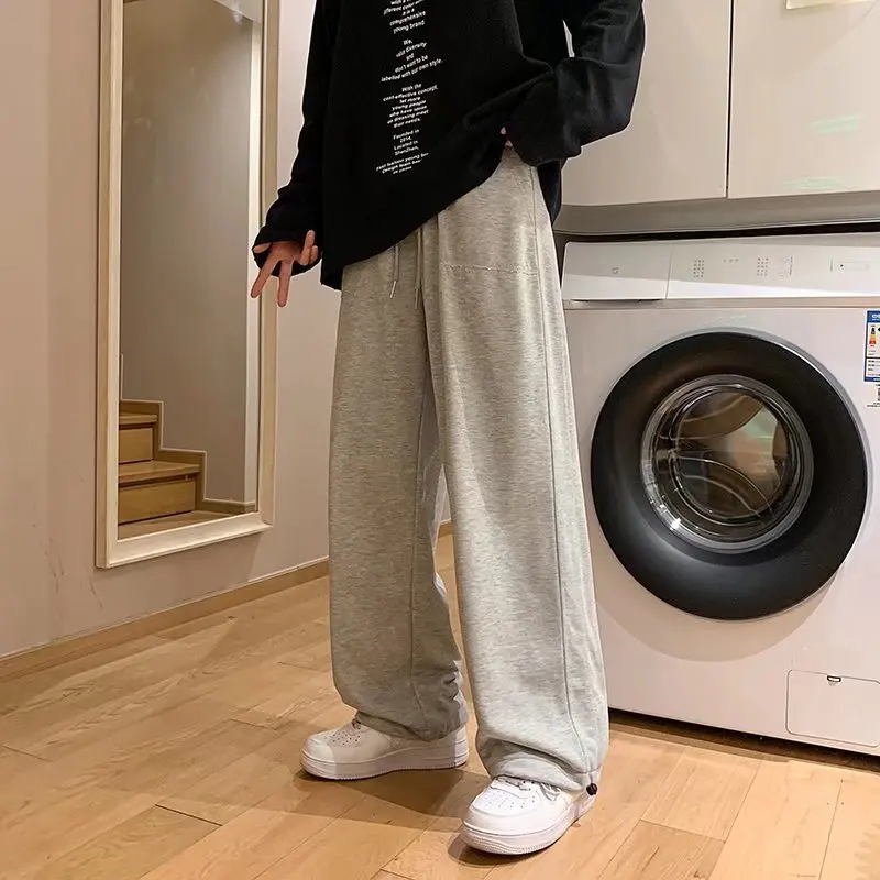HOUZHOU Gray Sweatpants for Men Autumn Baggy Fashion Oversize Sports Pants Balck Trousers Male Joggers Streetwear Sportswear