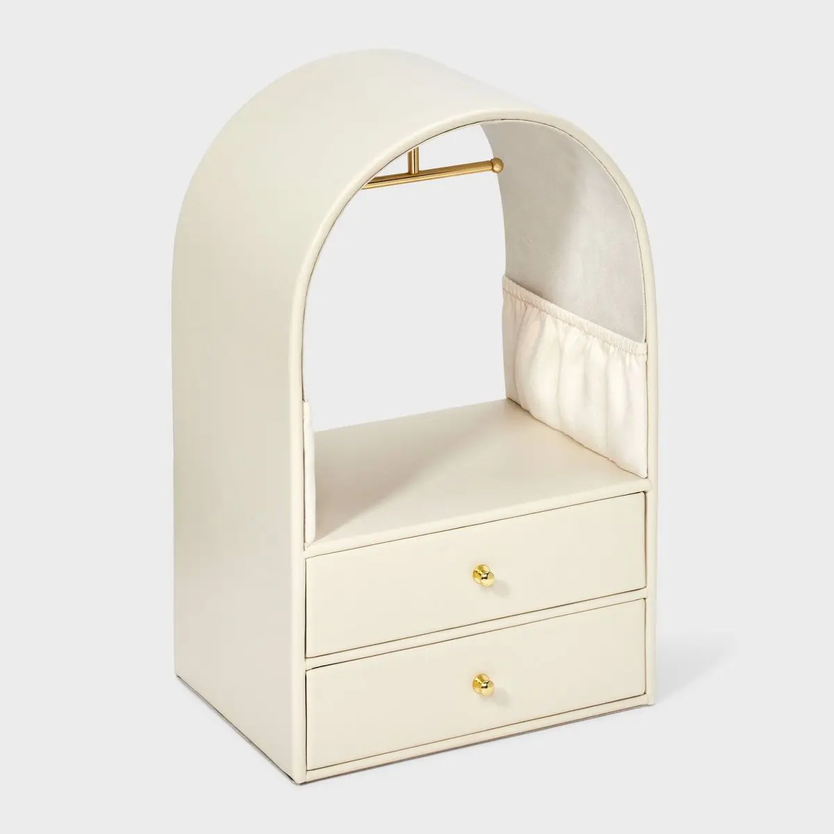 Rounded Standing Jewelry Organizer with Drawers Cream