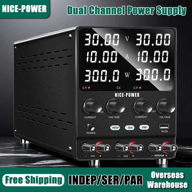 4 in 1 Lab Dual Power Supply 3 Model PAR/SER/INDEP Adjustable Power Source 30V 10A 60V 5A Voltage Stabilizer Switching USB 5V 2A