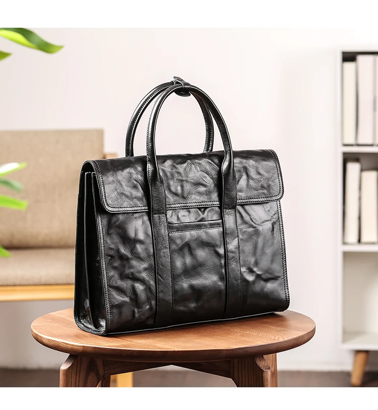 

AETOO Original high-grade vegetable tanned cowhide leather briefcase men's business casual computer bag large-capacity business