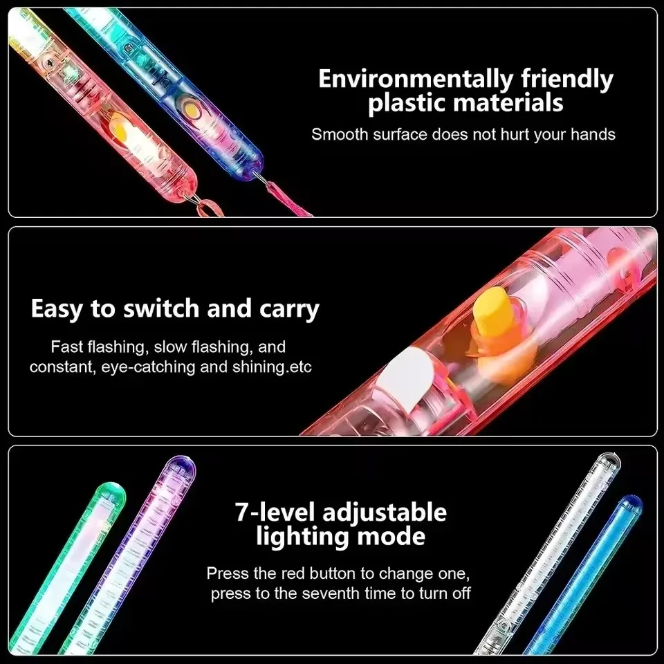 Glow Fiber Wands Sticks LED Flashing Stick Light up Stick Colorful Fiber Optic Wands For Wedding Glow Party Favors 12/24/48Pcs
