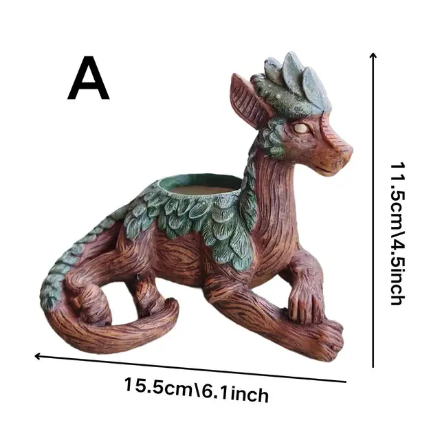 Jardinière d'arbre de dragon créative, jardinière succulente, statue de jardin, cadeau en résine pour les amoureux de la nature, parfaite pour les amis et la famille 4