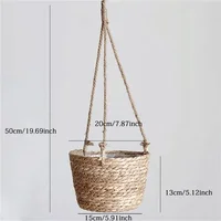 Garden Hanging Planter Macrame Plant Storage Basket Jute Rope Woven Indoor Outdoor Flower Pot Holder Plant Hangers Home Decor 5