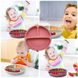Baby Learning Plate Set With Fork Spoon Fashion Solid Silicone Plate Set For Baby Kids Training Feeding Dinnerware BPA Free