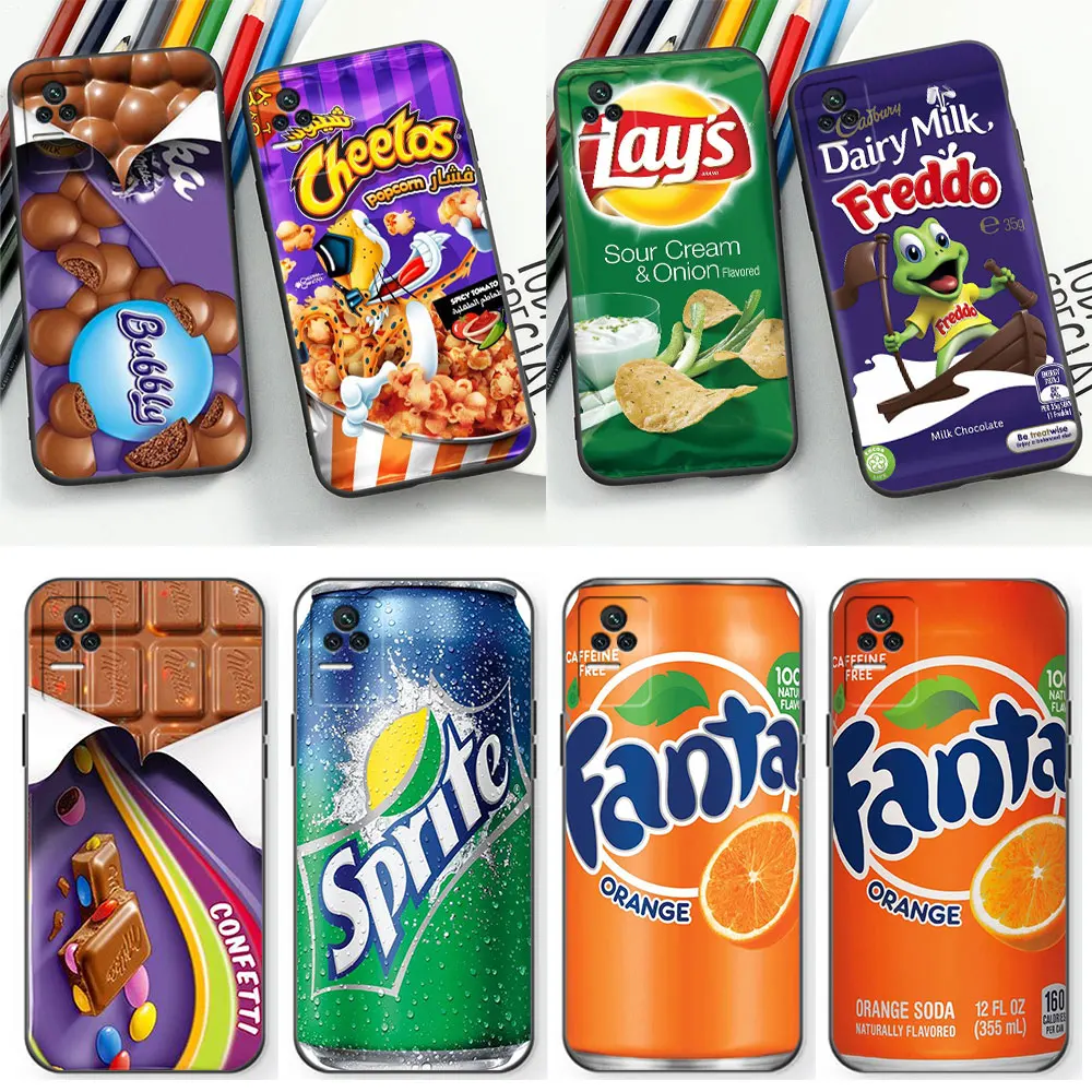 Chocolate Potato Chips Cola Biscuit Case Per Redmi 13C 12C 12 10C 10 9T 9A 9 8 K60 Ultra K50 K40 Gaming K40S K30 K20 Pro Cover
