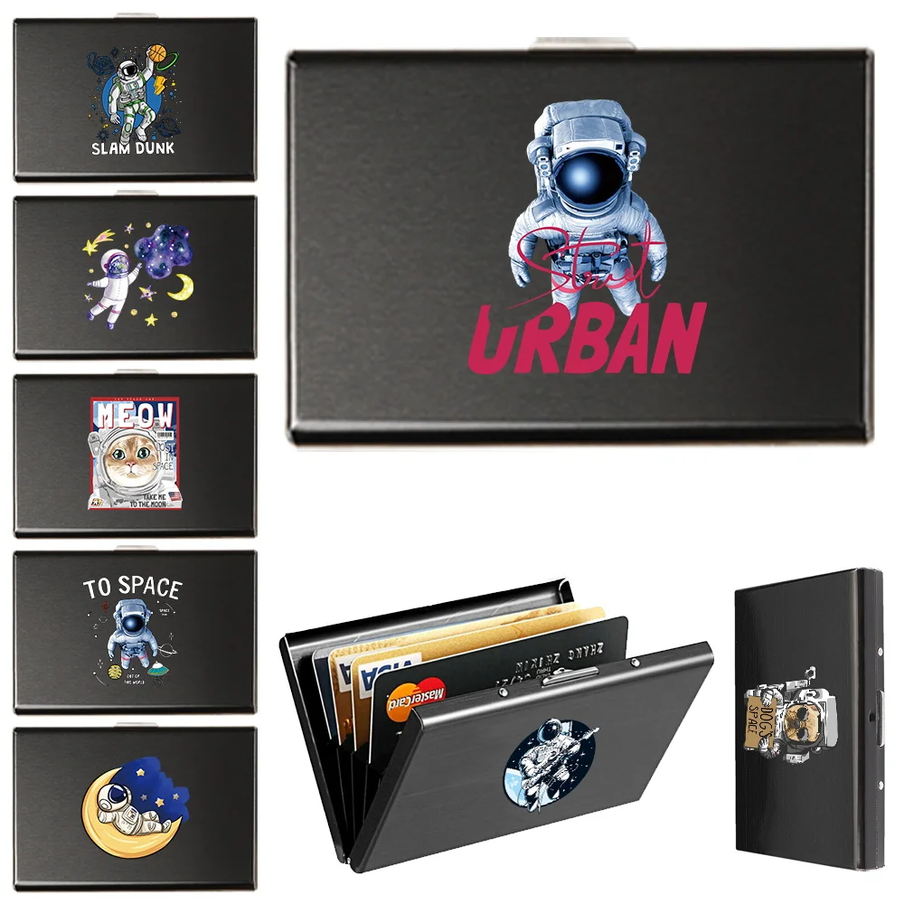 

Aluminium Metal Anti-theft Credit Card Holder Men Wallets Pocket Cute Astronaut Bank Credit ID Card Box Thin Small Wallet Case