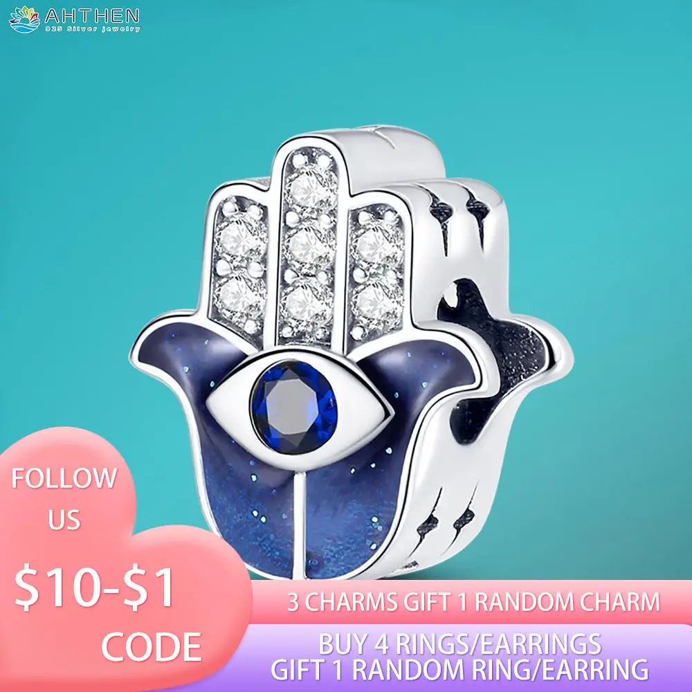 

Ahthen 925 Sterling Silver Beads Demon's Eye Palm Charm fit Original Pandora Bracelets Fashion Fine Jewelry Gift