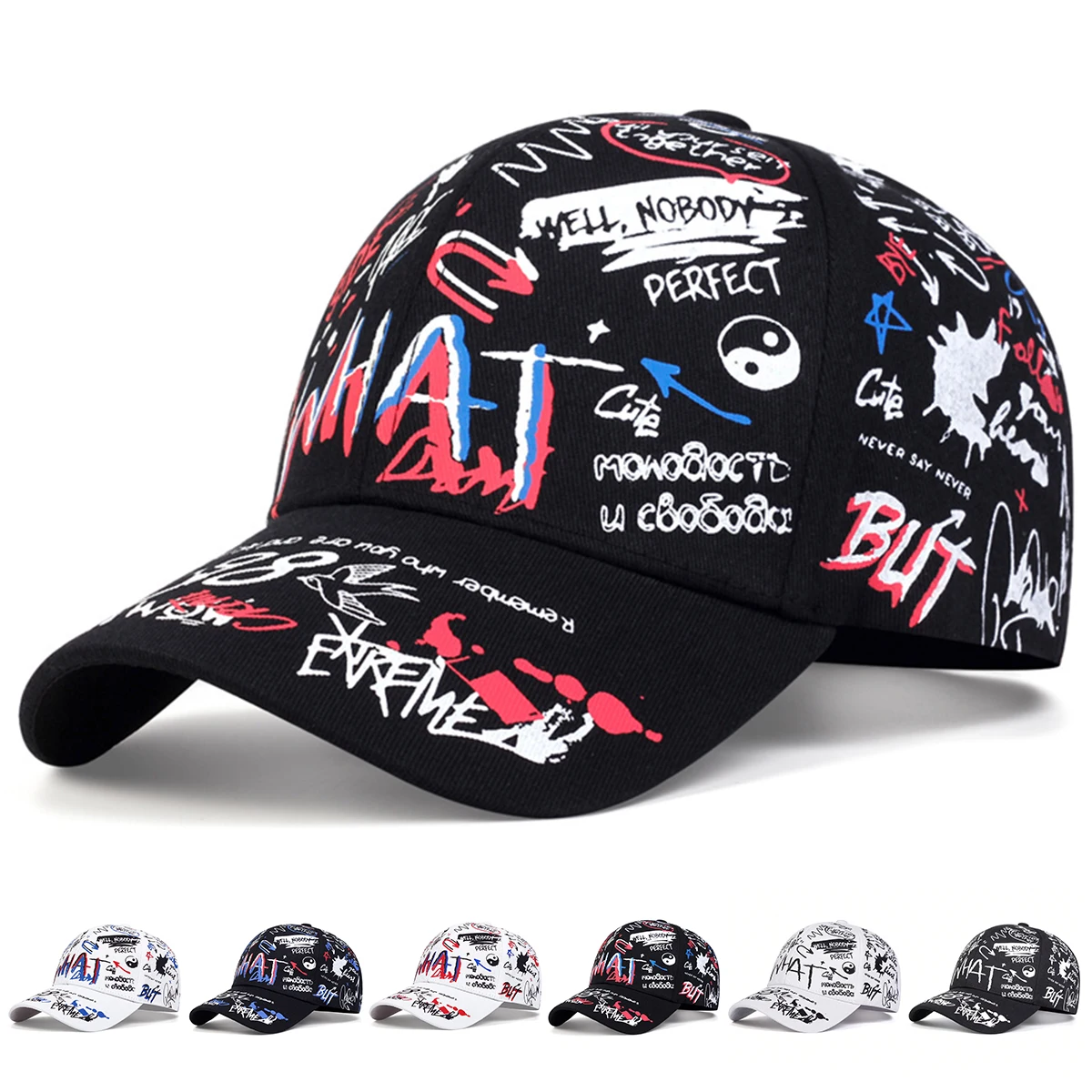 Unisex Adjustable Letter Print Snapback Hat - Casual Outdoor Baseball Cap with Sunscreen Protection