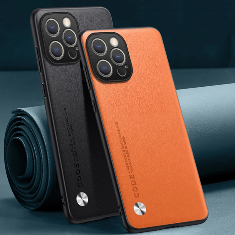 Premium PU Leather Phone Case with Silicone Full Protection - Elegant Back Cover