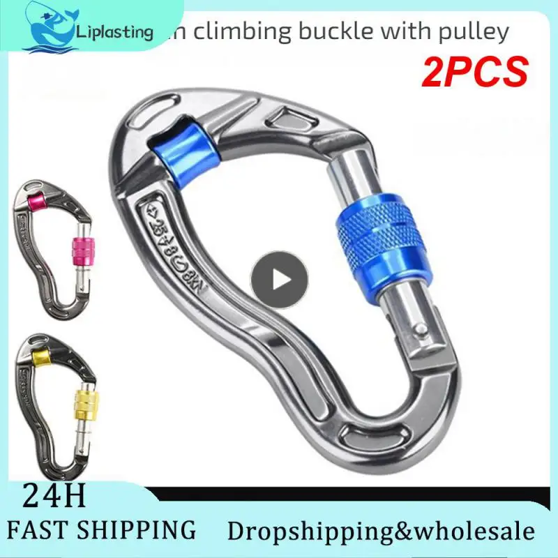 

2PCS Screwgate Climbing Mountaineering Carabiner Buckle with Pulley Wheel for Tree Carving Arborist Rigging Rappelling