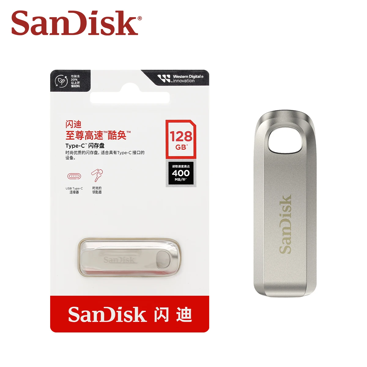 Sandisk Cz75 Flash Memory Stick 64Gb 128Gb 256Gb Luxe Usb Type-C Flash Drive Usb3.2 Gen1 Pendrive Ad Alta Velocità Fino A 400 Mb/S
