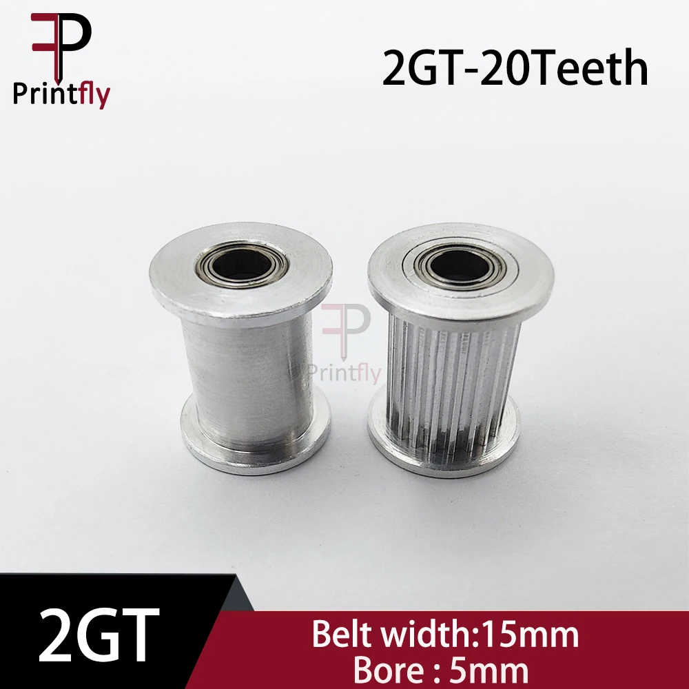 Printfly 3D Printer 2GT 20Teeth Synchronus Wheel Idler Pulley GT2 Timing Pulley Width15mm Bore 5mm Gear For GT2 Timing Belt