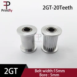 Printfly 3D Printer 2GT 20Teeth Synchronus Wheel Idler Pulley GT2 Timing Pulley Width15mm Bore 5mm Gear For GT2 Timing Belt