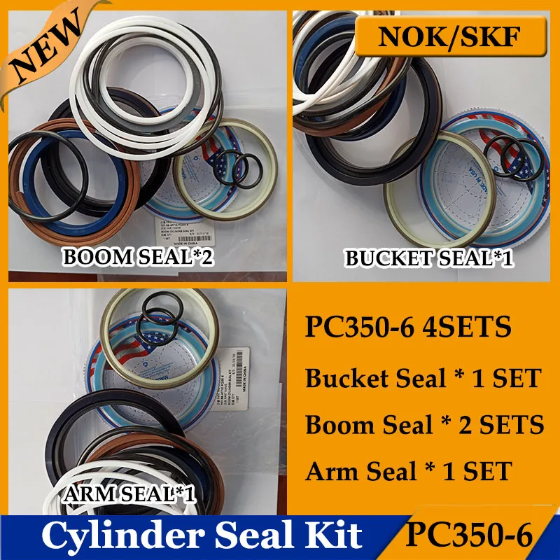 

4Sets High Quality PC350-6 Arm Boom Bucket Cylinder Seal Kit for Excavator Hydraulic Oil Seal Repair Kit