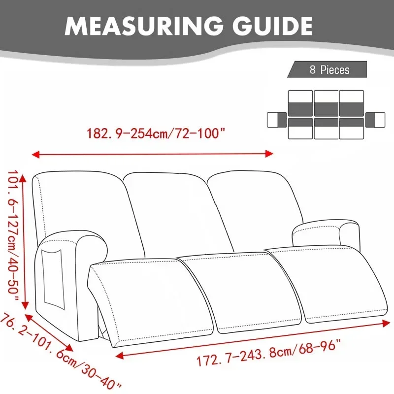 1/2//3 Seater Recliner Sofa Cover Jacquard Solid Color Stretch Couch Coushion Lazy Boy Relax Sofa Slipcover for Living Room Home 2