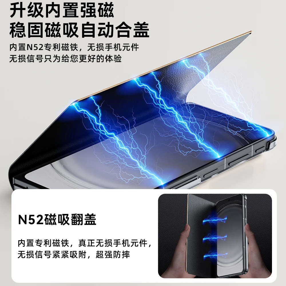 Premium Nappa Leather Flip Cover with Metal Stand and All-Inclusive Protection