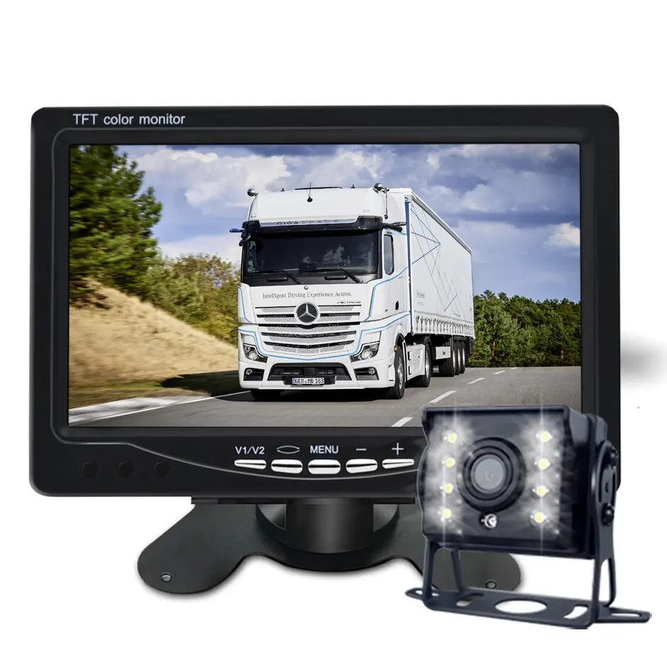 12v/24vfácildeinstalarcâmerareversadebackupcom7"lcdcormonitordevisãotraseiracvbsparaônibuscaminhãorvcaptadoresdereboquecaminhãorv-AliExpress34