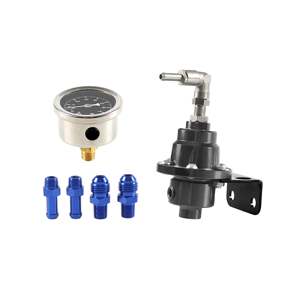 Einstellbarer Kraftstoffdruckregler mit Manometer-Kit, Aluminium, Fahrzeug, Nachrüstung des Kraftstoff-Kompressor-Regelventils – Detail 6