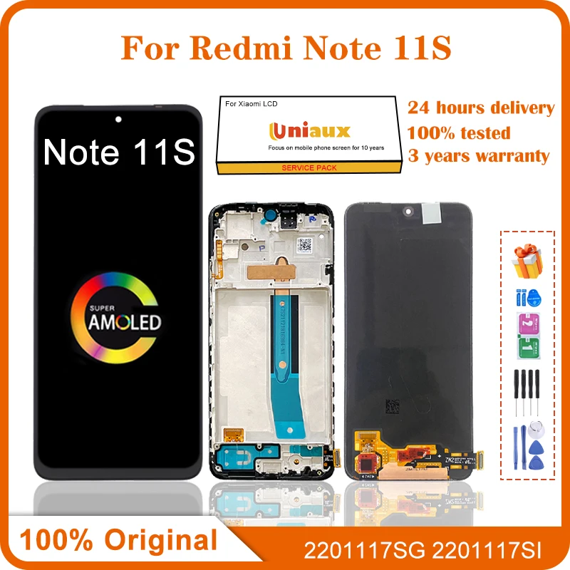 

6.43'' Original For Xiaomi Redmi Note 11S lcd Display Touch Screen Digitizer With Frame Replacement For Redmi Note 11s 2201117SG