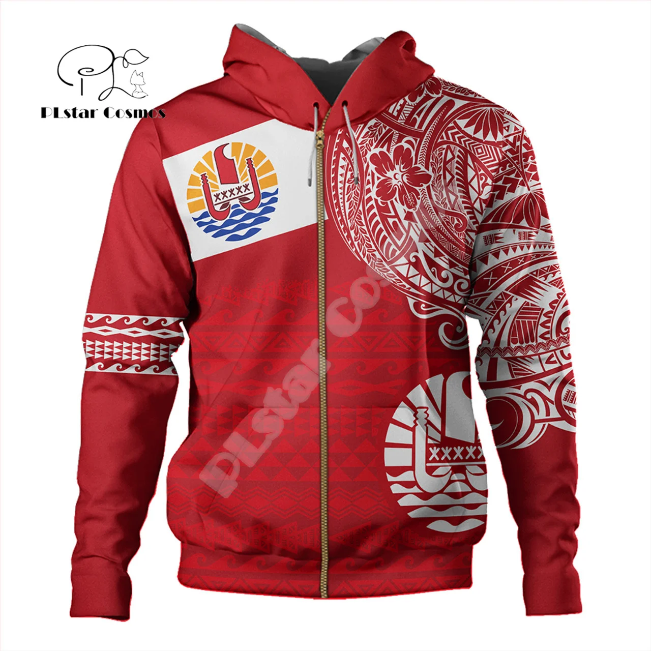 Custom Name French Polynesia Tahiti Country Flag Tribal Hibiscus Tattoo Retro 3DPrint Pullover Harajuku Casual Hoodies Jacket V2