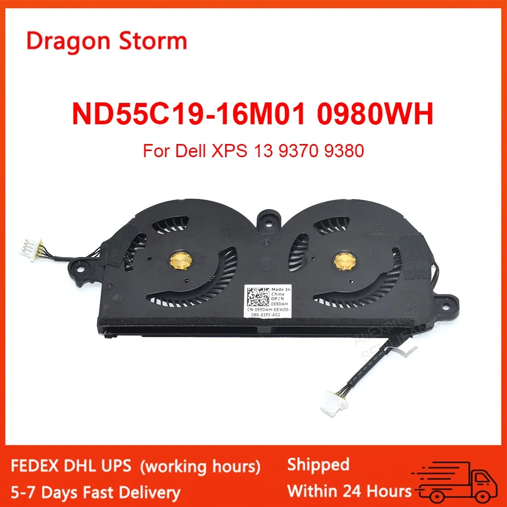 

Новый вентилятор охлаждения ЦП для ноутбука Dell XPS 13 9370 9380 DC05V 0.40A 4 контакта ND55C19-16M01 0980WH 980WH